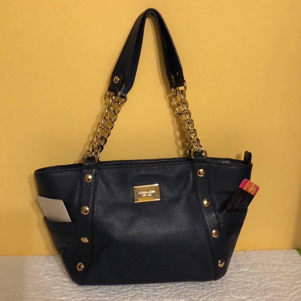 Michael Kors navy leather purse bag